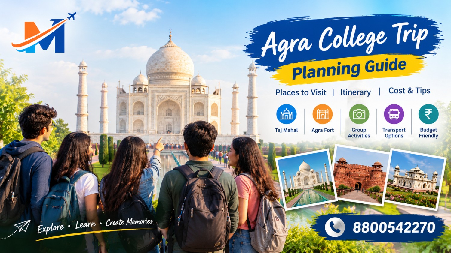 College students exploring the Taj Mahal during an educational college trip to Agra, Uttar Pradesh
